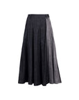 Denim Mix Pleated Maxi Skirt