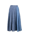 Denim Mix Pleated Maxi Skirt