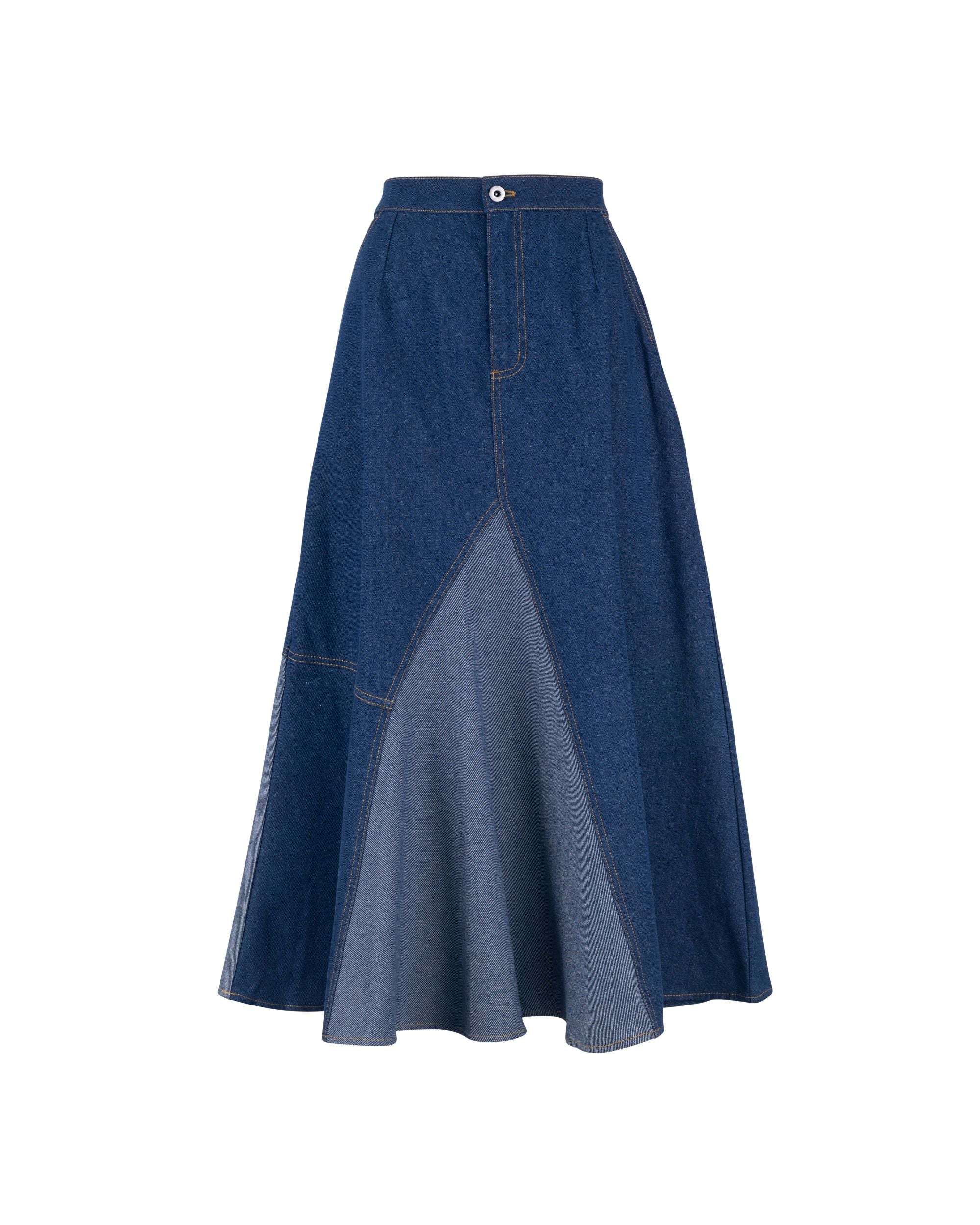 Denim Mermaid Maxi Skirt