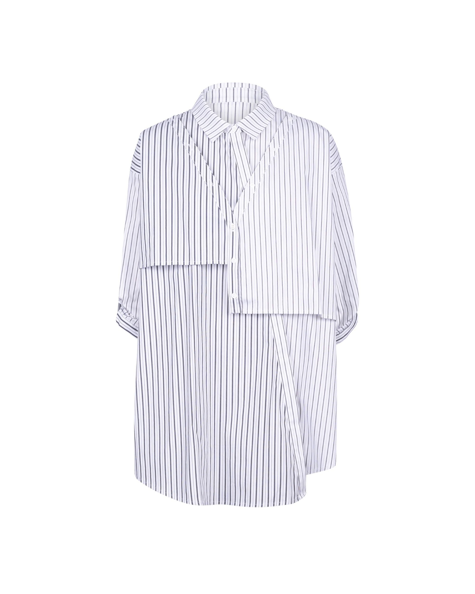 Irregular Layering Tunic Striped Blouse