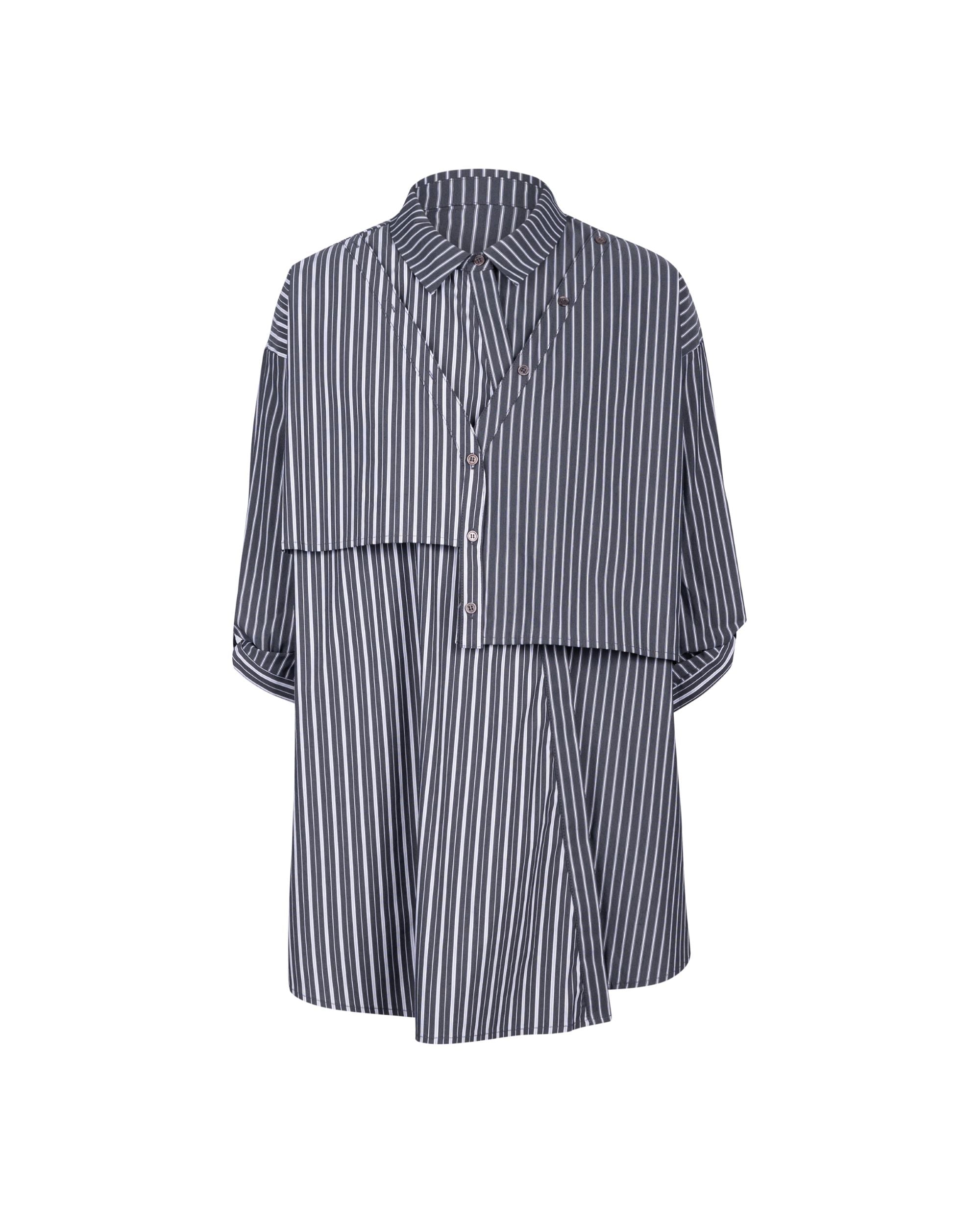 Irregular Layering Tunic Striped Blouse