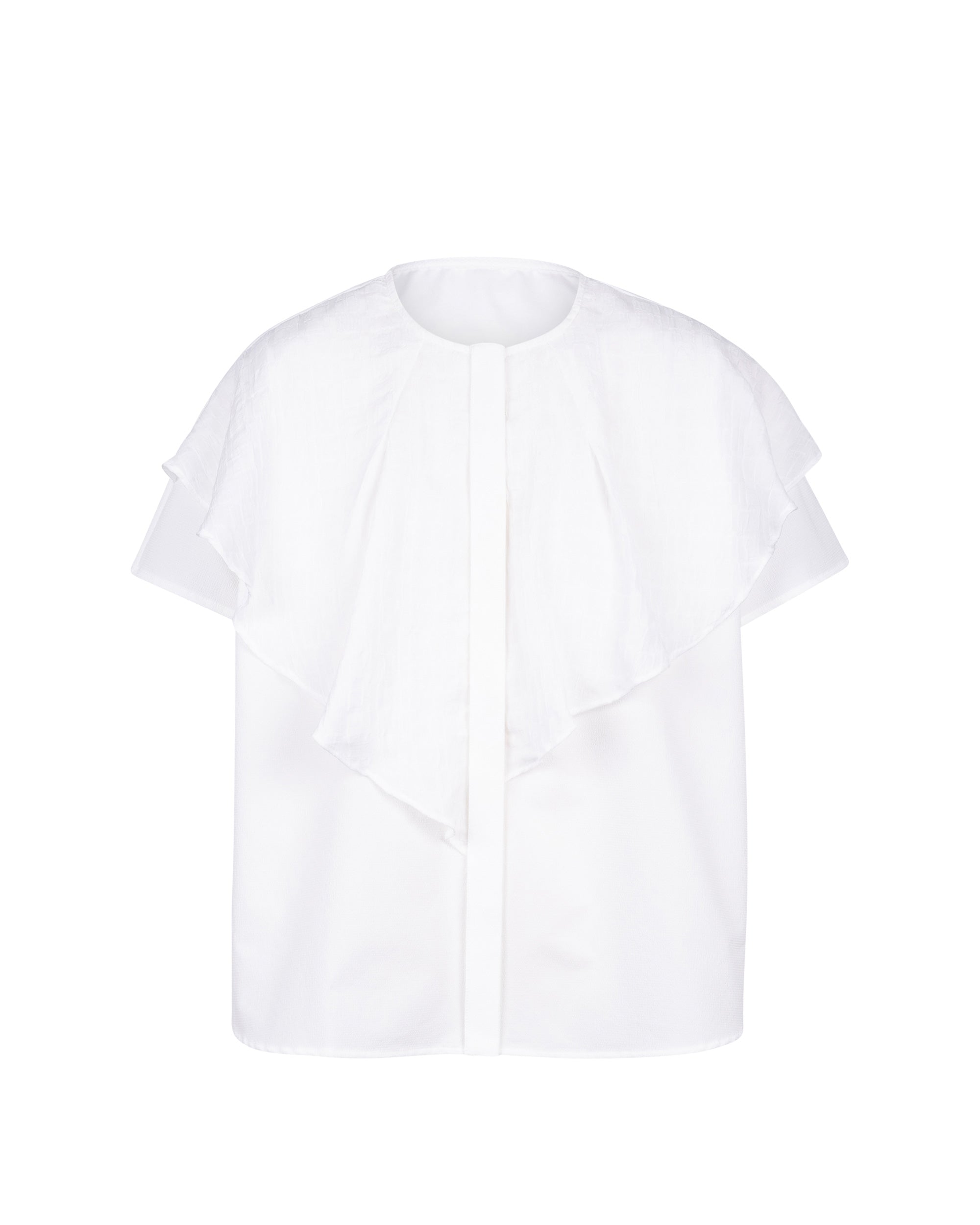 Crinkle Mix Seercucker Cape Blouse