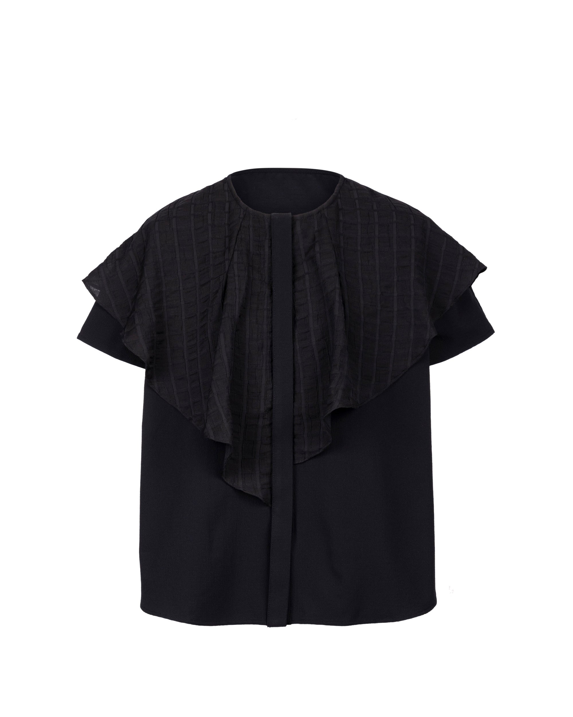 Crinkle Mix Seercucker Cape Blouse