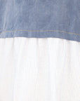 Snow Wash Denim Ruffle Pocket Blouse