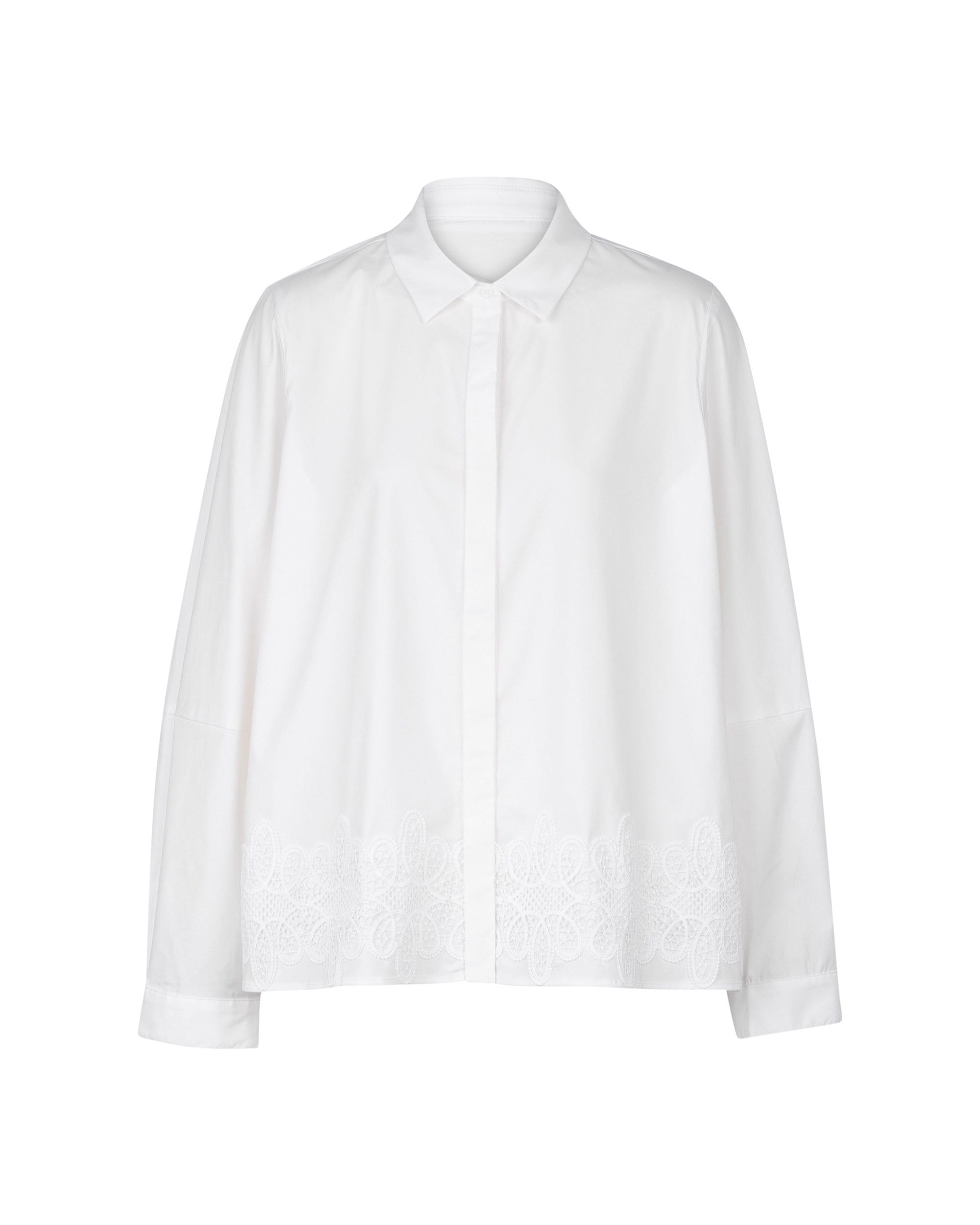 Lace Hem Poplin Blouse