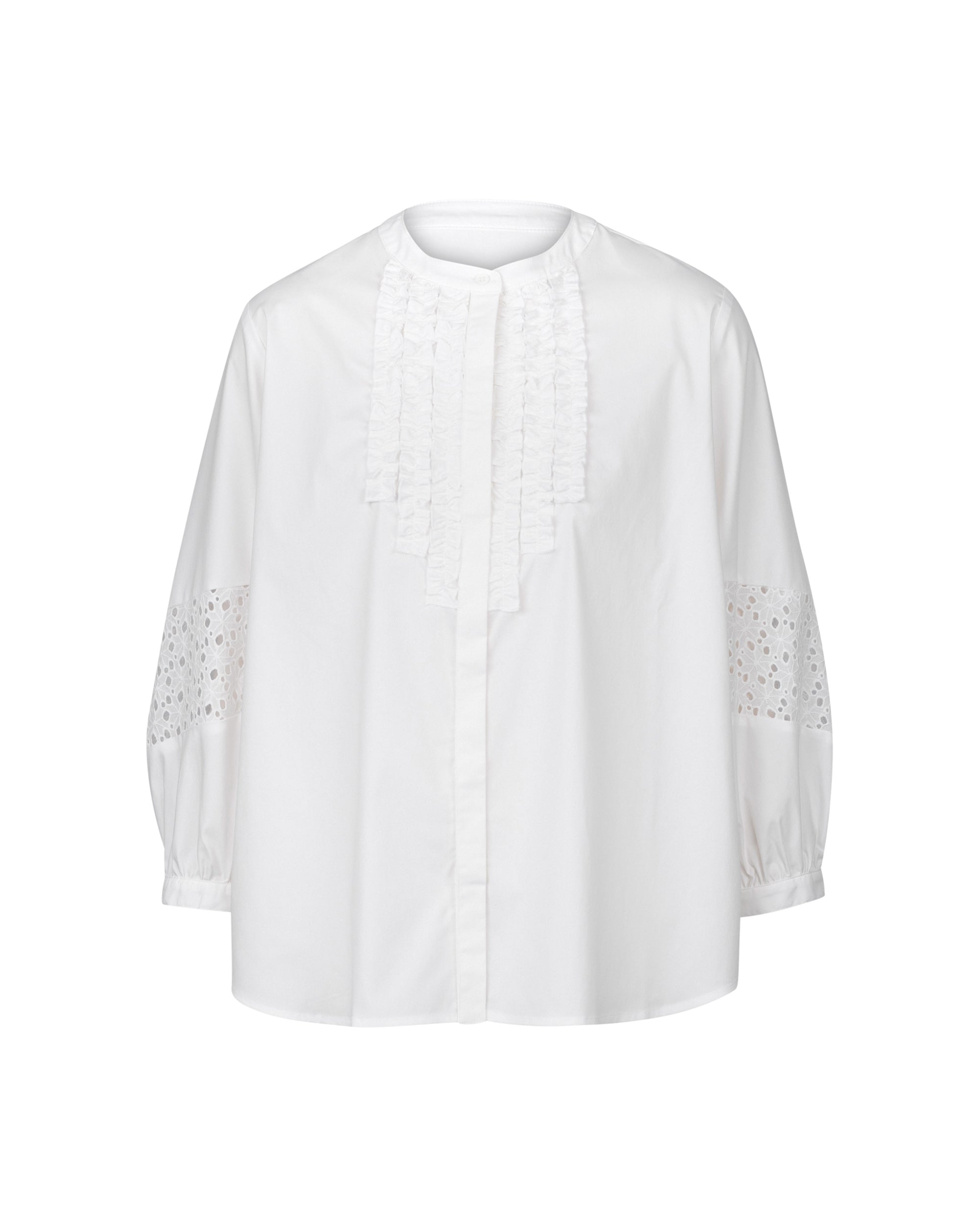 Ruffle Front Cutwork Sleeve Blouse