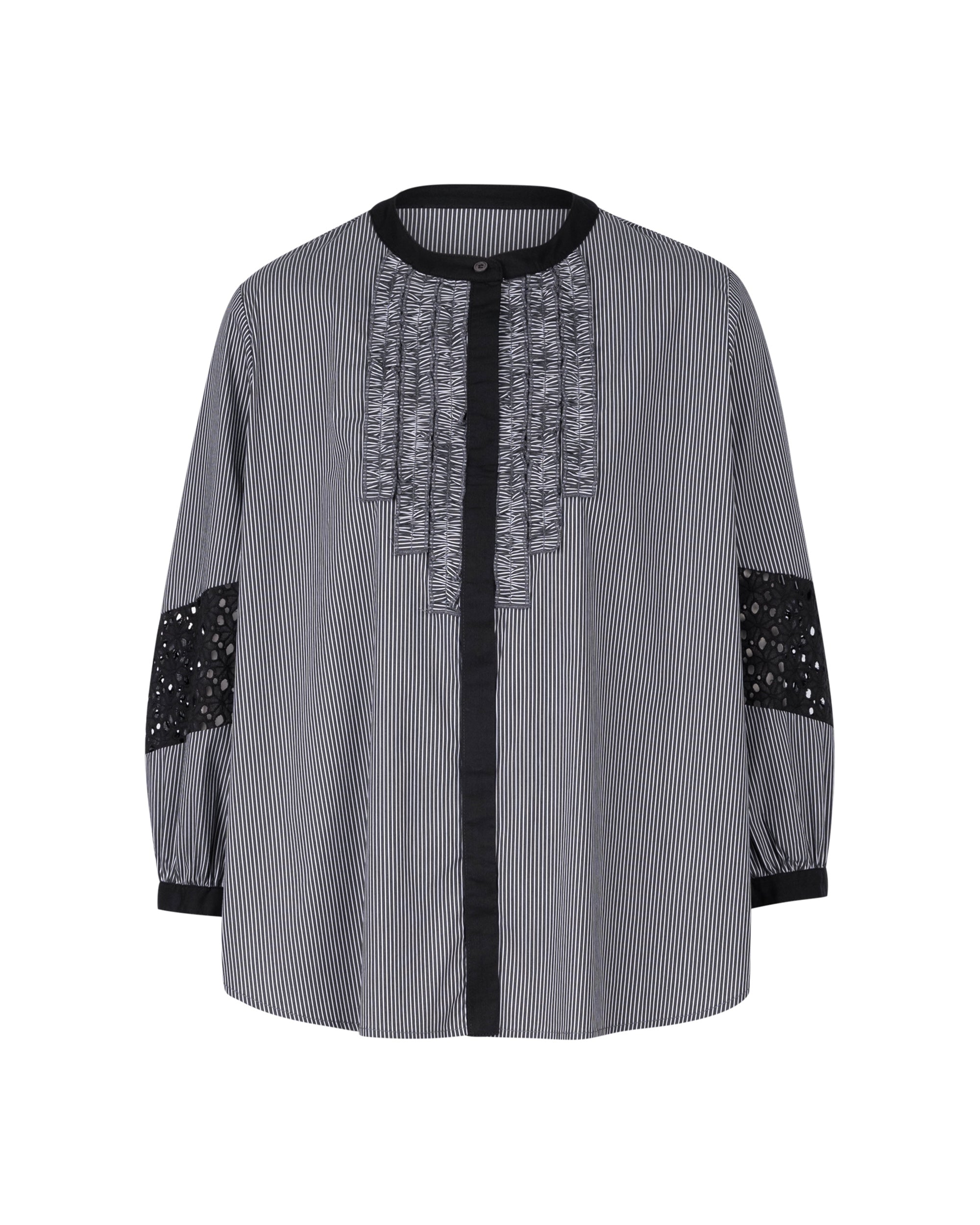 Ruffle Front Cutwork Sleeve Blouse