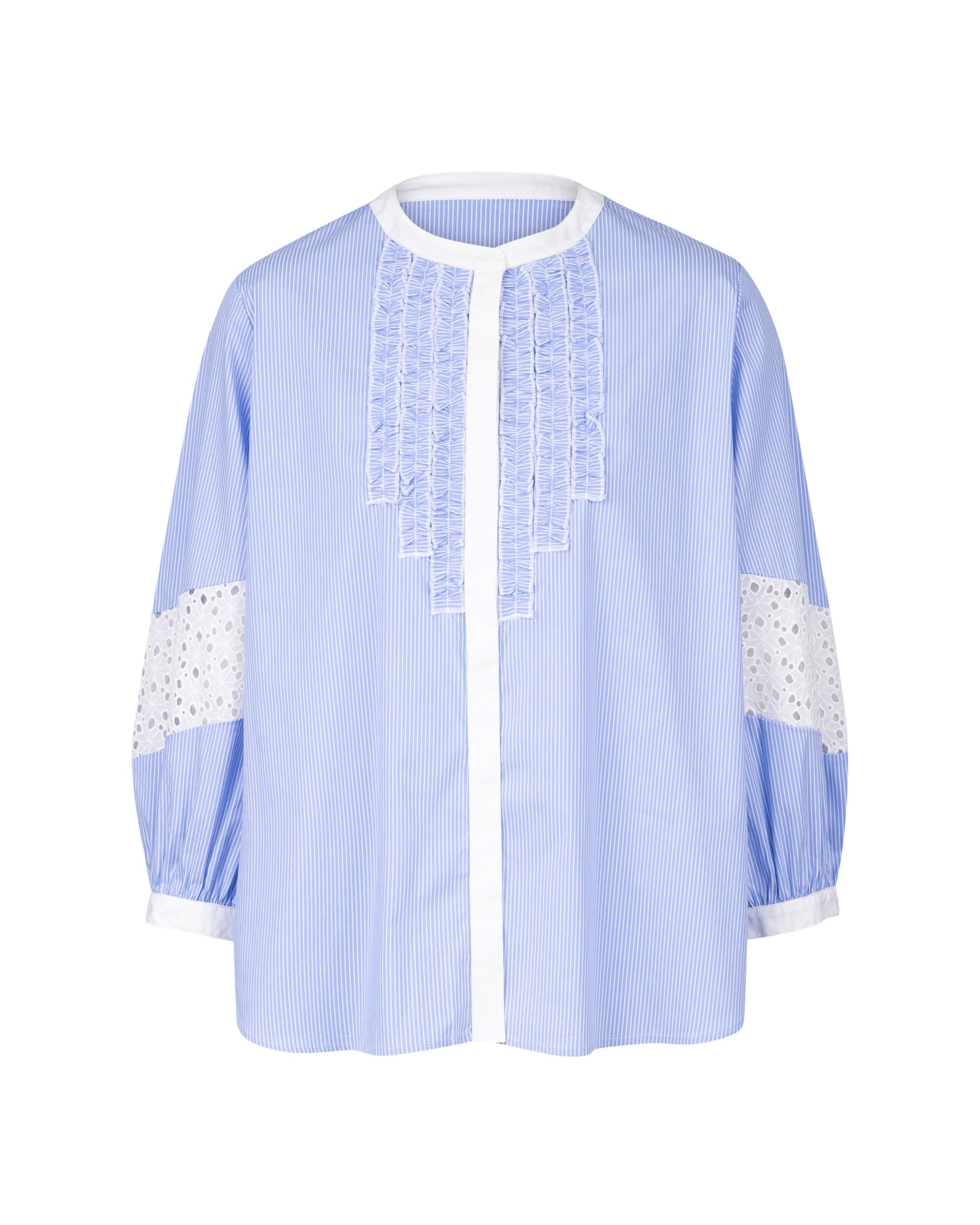 Ruffle Front Cutwork Sleeve Blouse