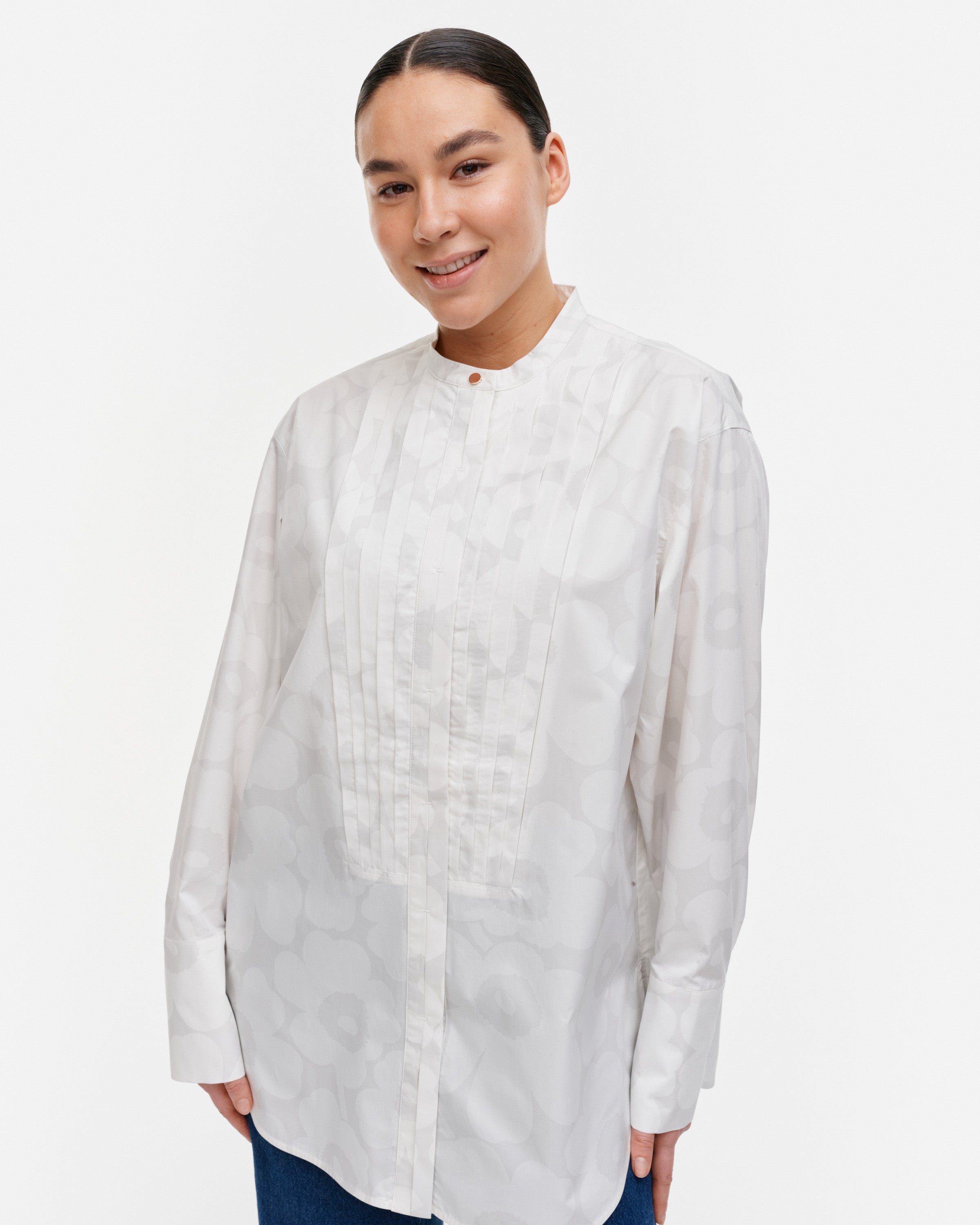 Unikko Heti Cotton Poplin Pleated Shirt 80cm