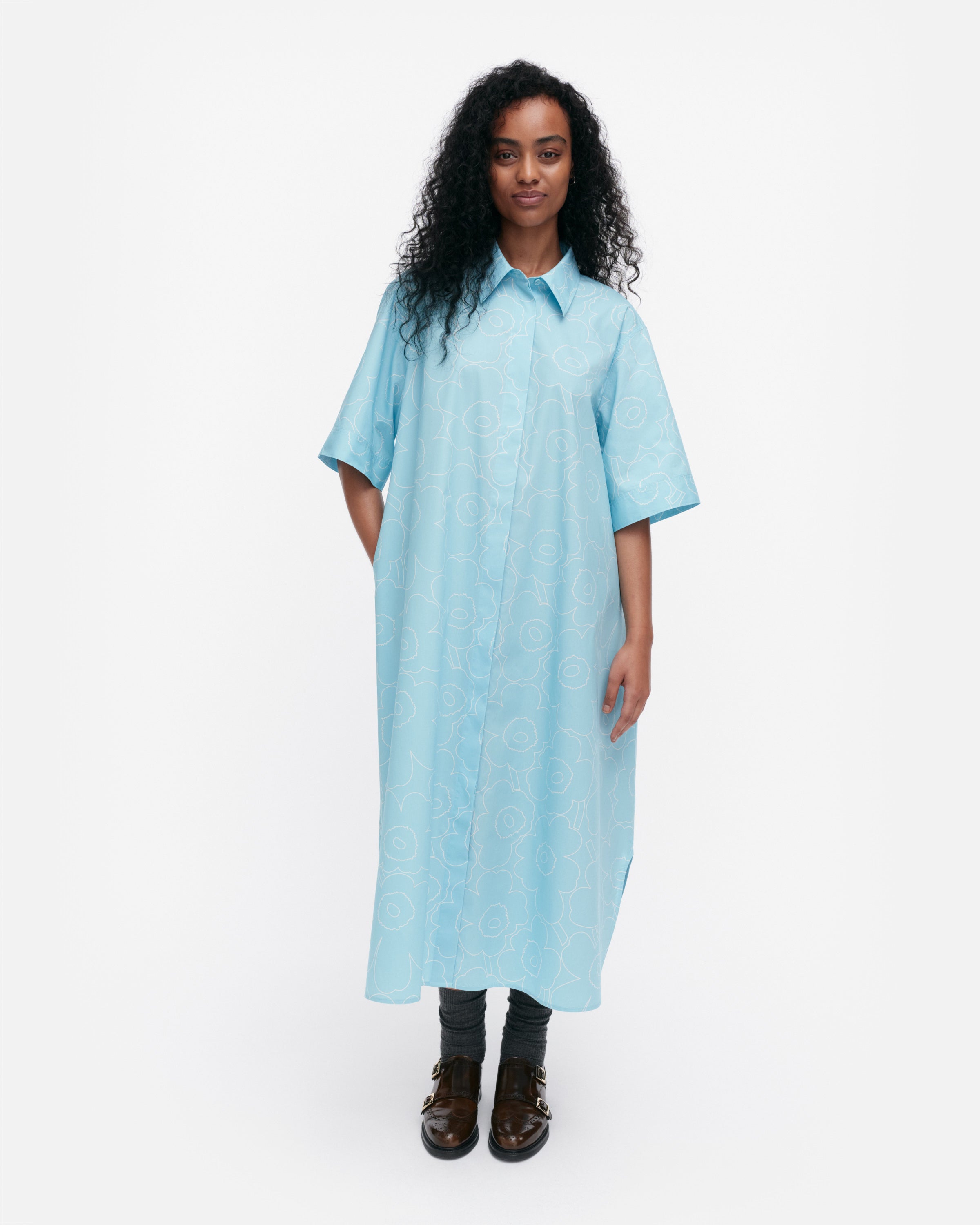 Popliini Outline Unikko Shirt Dress 120cm