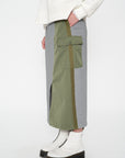 Air Compact Mix Nylon Panel Cargo Pencil Skirt