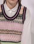 BOUSSOLE Fair Isle Jacquard Multi Color Vest