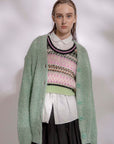 BOUSSOLE Fair Isle Jacquard Multi Color Vest