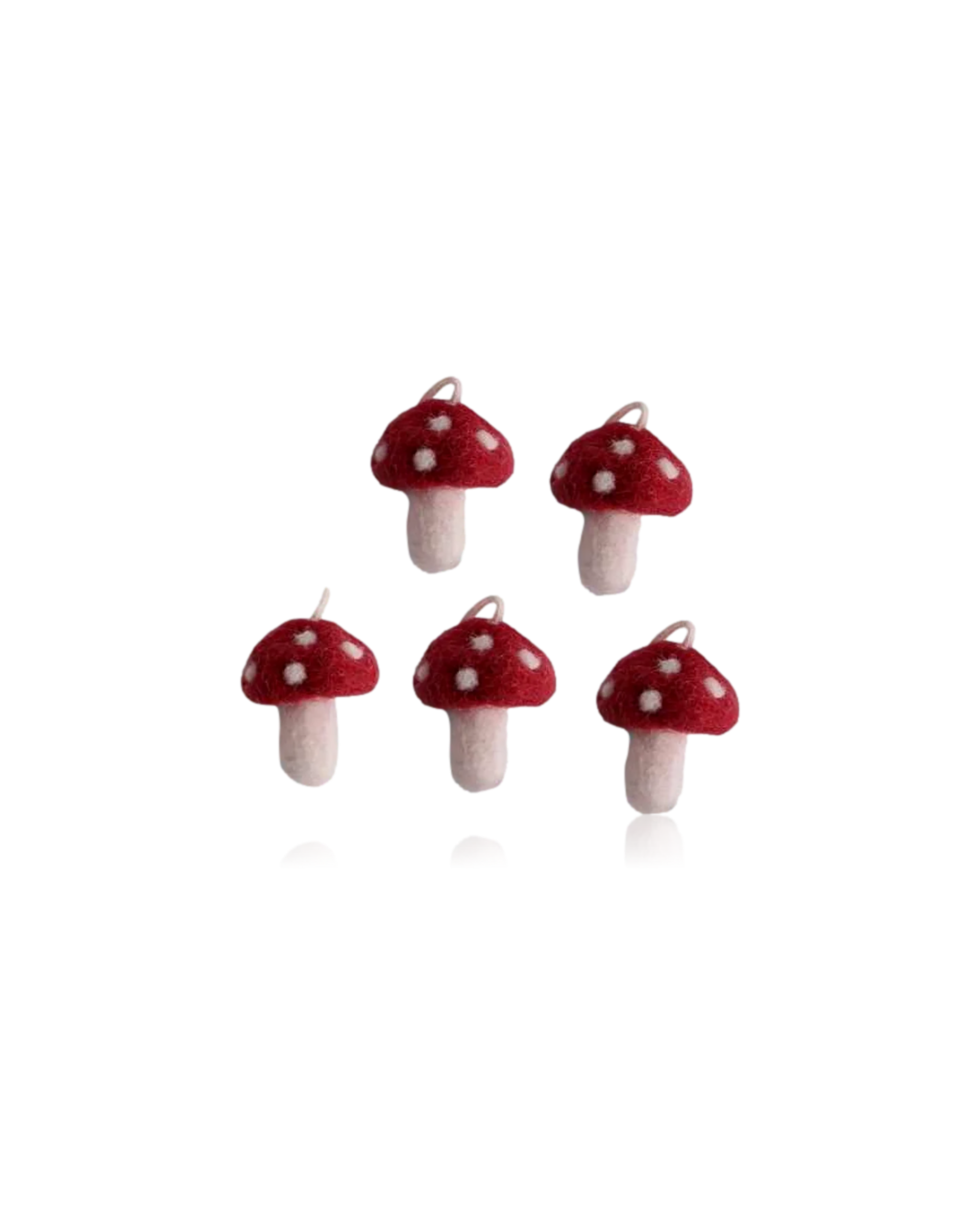 GRY & SIF Mini Mushrooms Red - Set Of 5 Handmade Craft