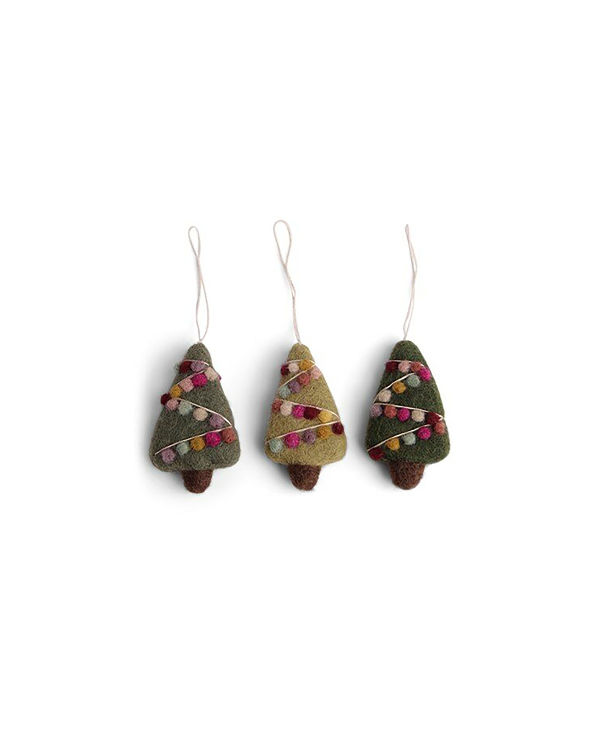 GRY & SIF Mini Christmas Trees With Deco - Set Of 3 Handmade Craft