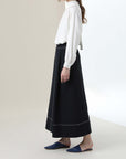 MIHOKO SAITO Contrast Stitch Cotton Linen Skirt