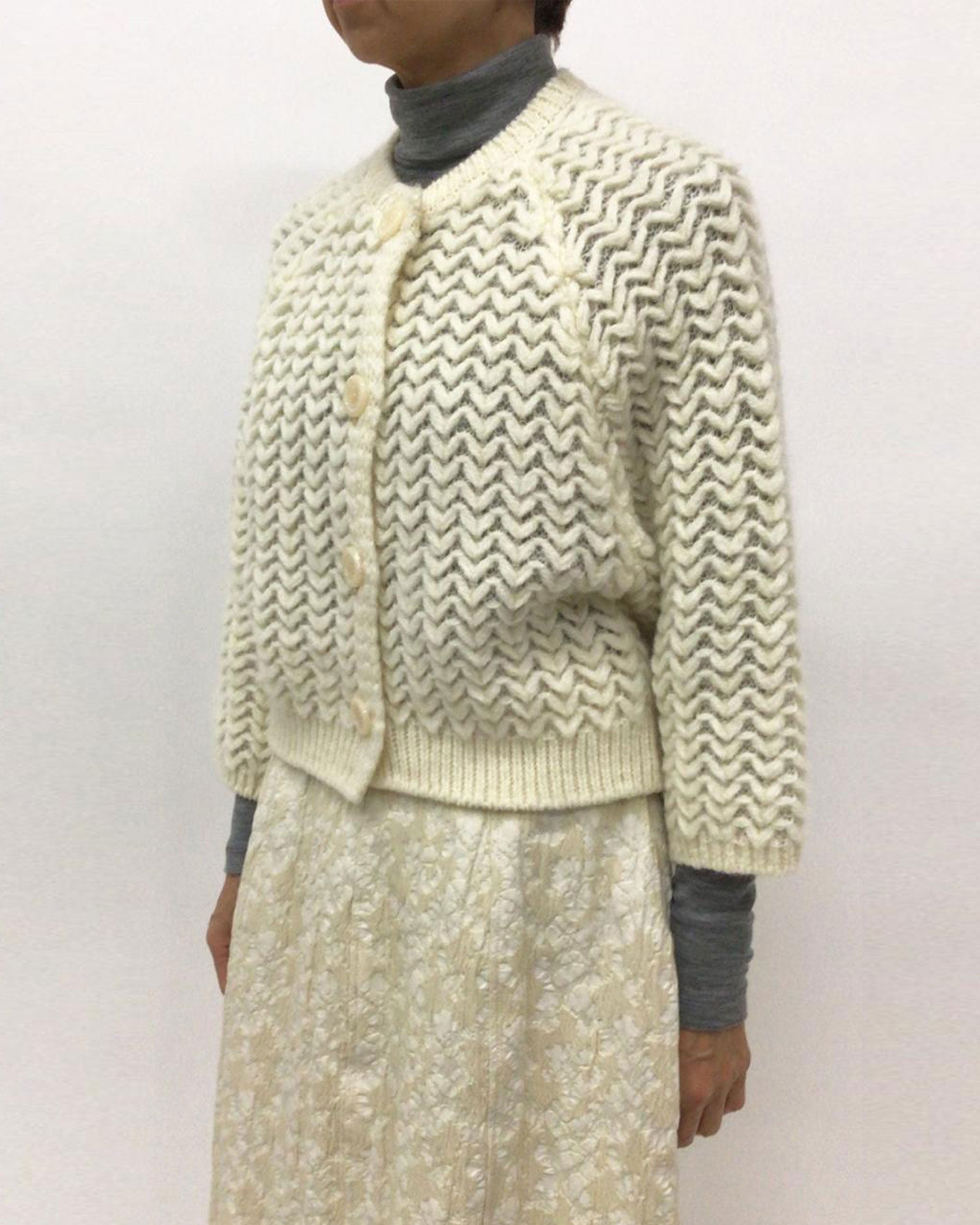 MIHOKO SAITO Herringbone Sled Cardigan