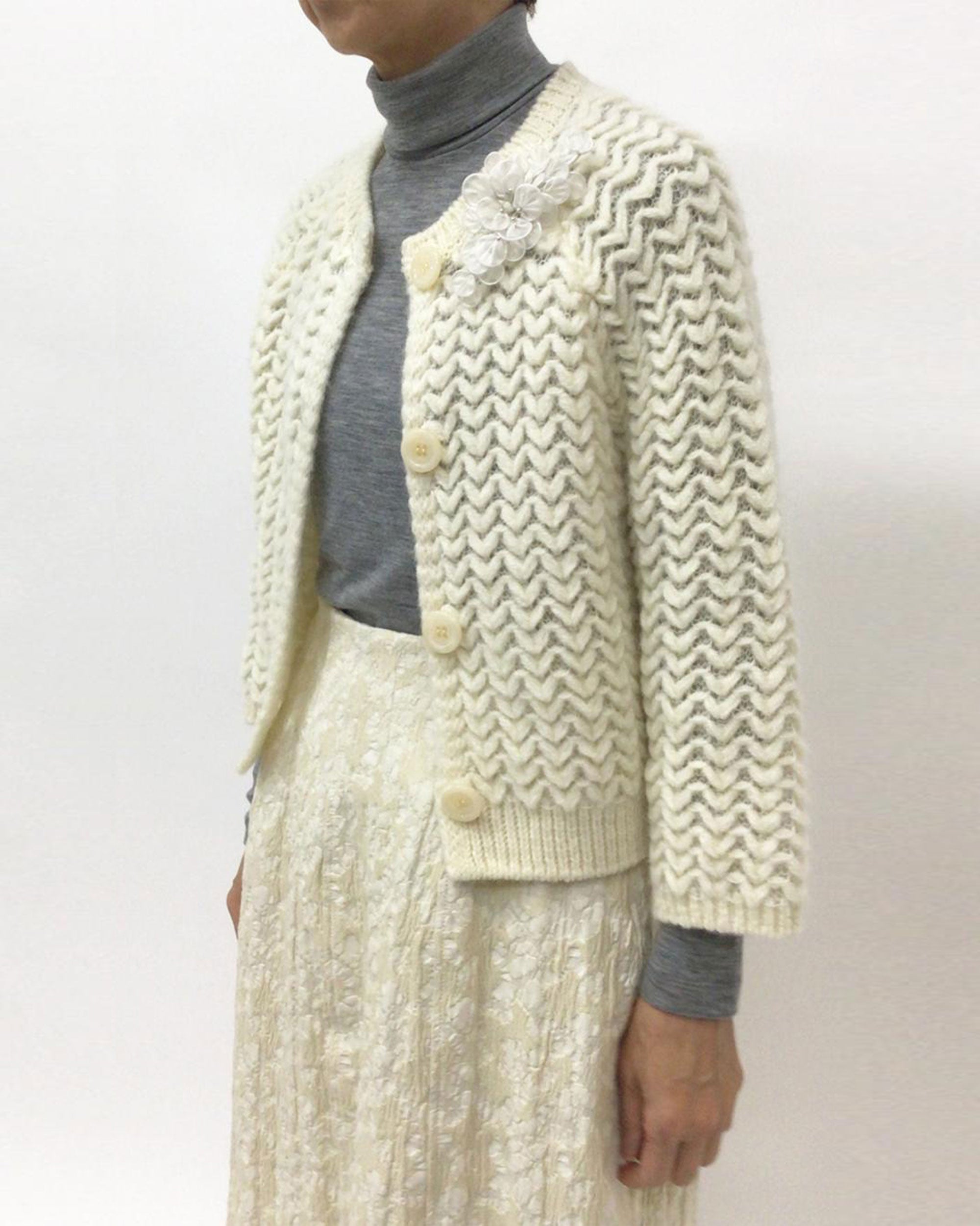 MIHOKO SAITO Herringbone Sled Cardigan