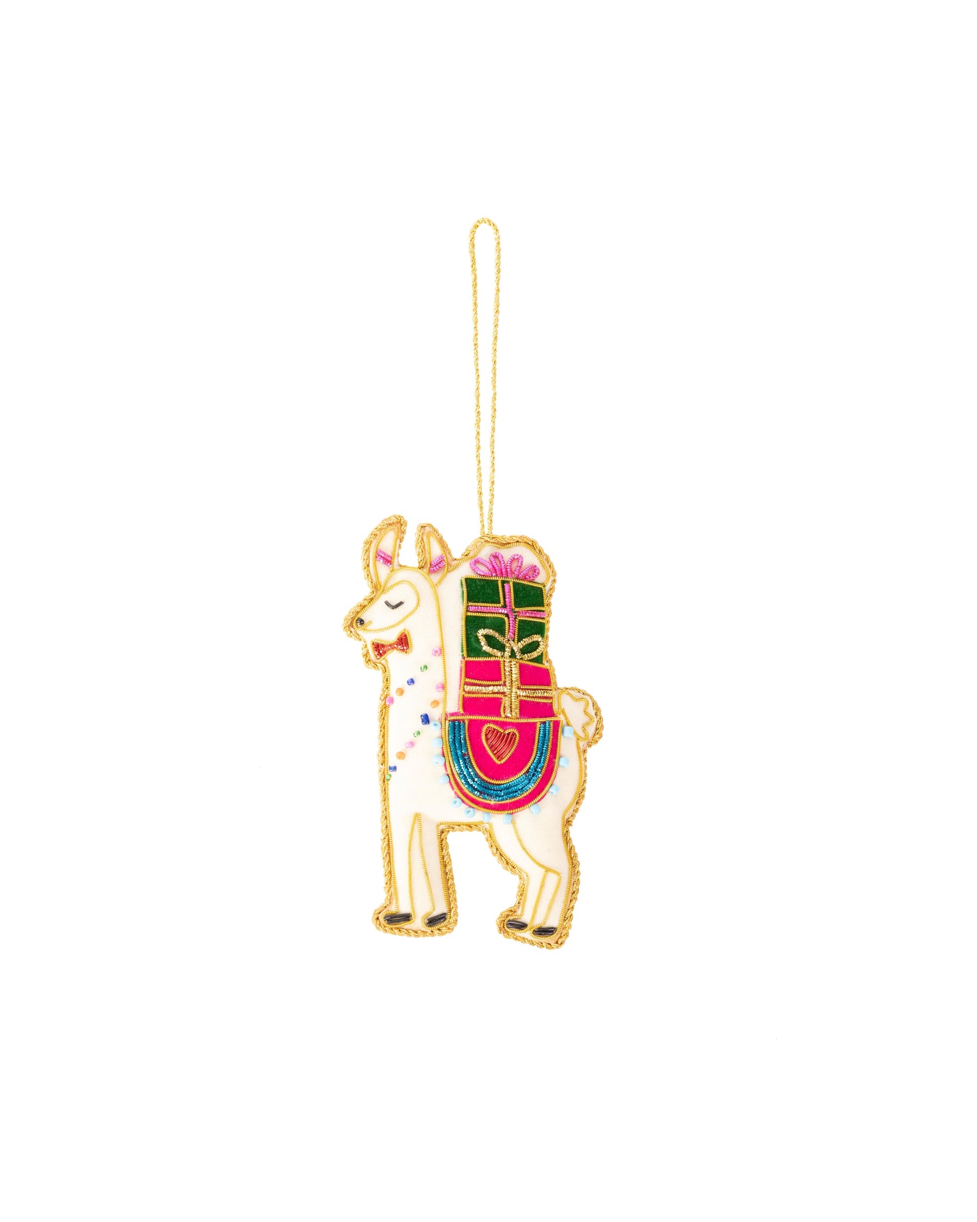 VARSHA JARIWALA Llama With Gifts Ornament