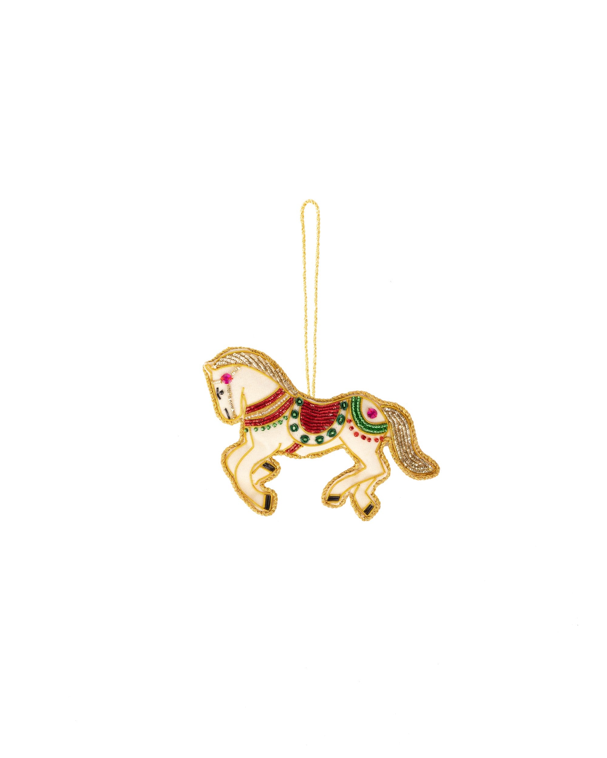 VARSHA JARIWALA Cream Running Horse (Big) Ornament