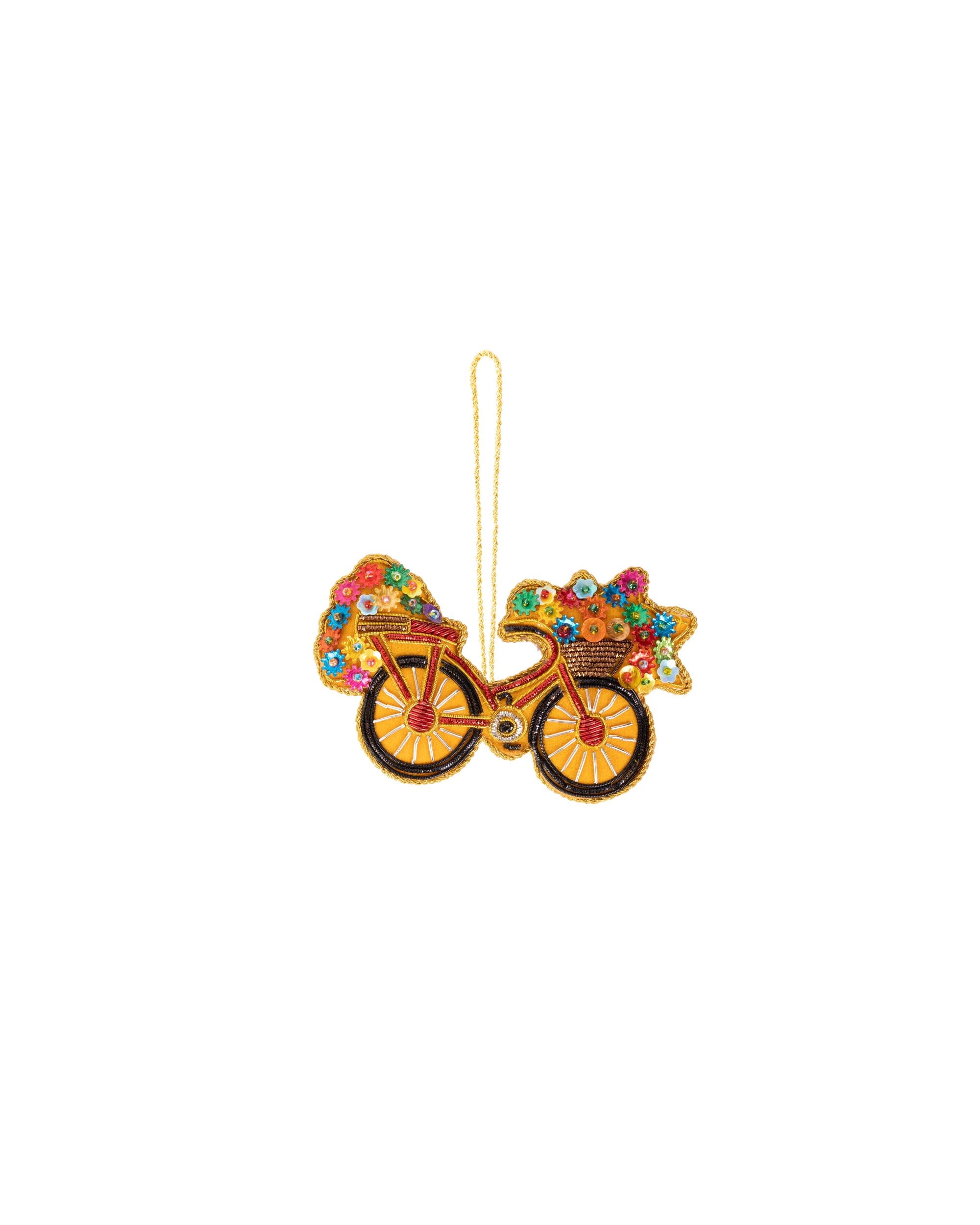 VARSHA JARIWALA Yellow Cycle With Flowers Ornament