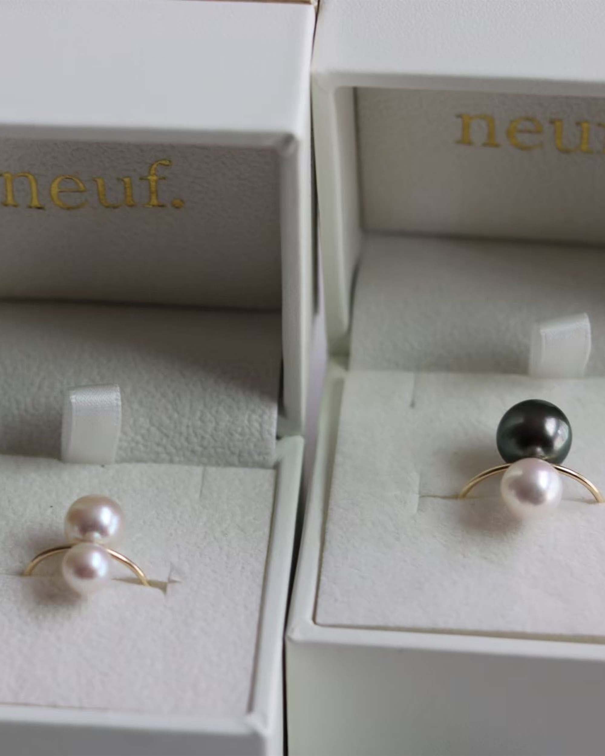 NEUF Akoya Double Pearl Vertical Ring