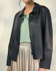 NORAH SUE Classy Cropped Leather Jacket