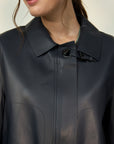 NORAH SUE Classy Cropped Leather Jacket