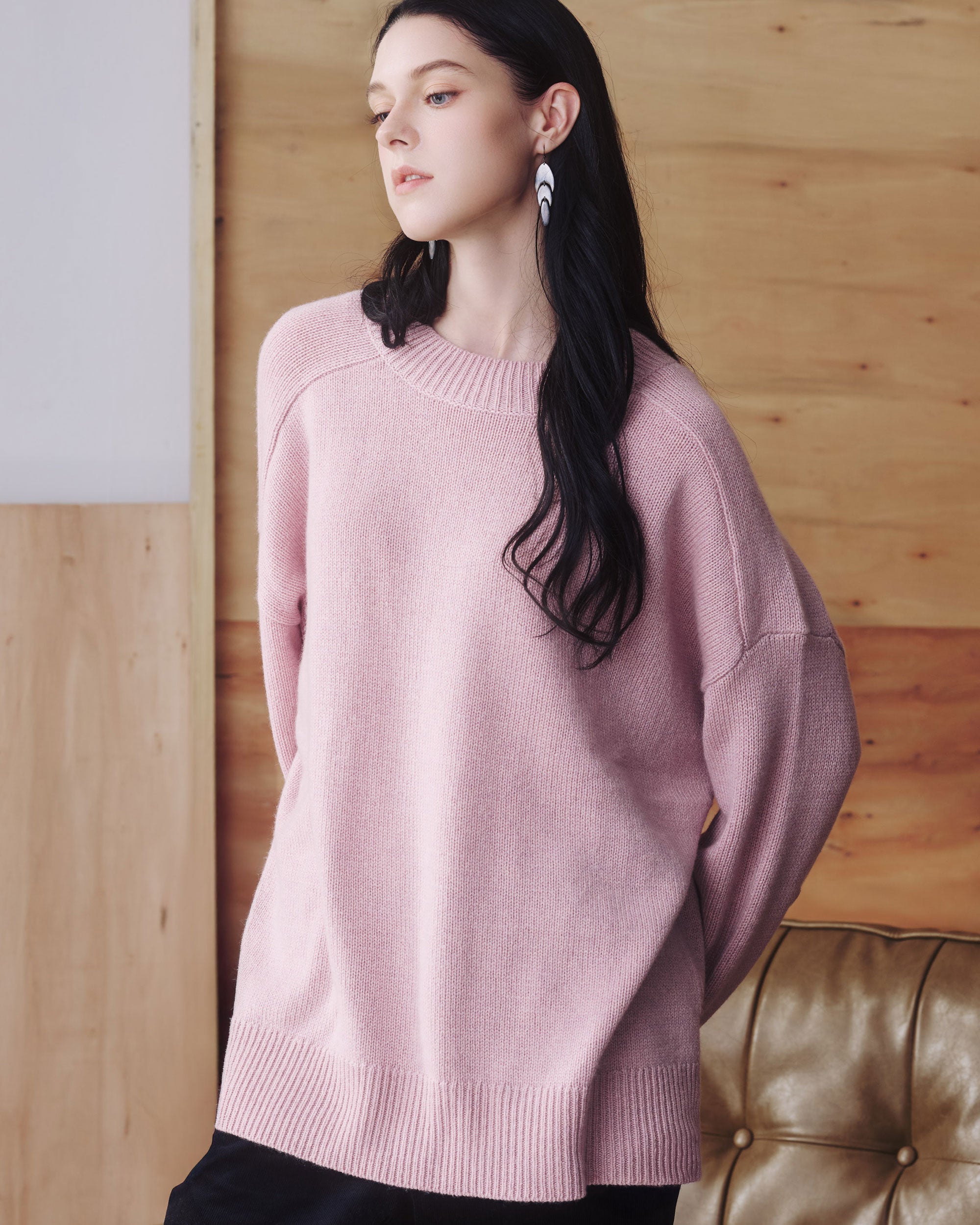 NORAH SUE 100% Cashmere Low Gauge Long Sleeve Top