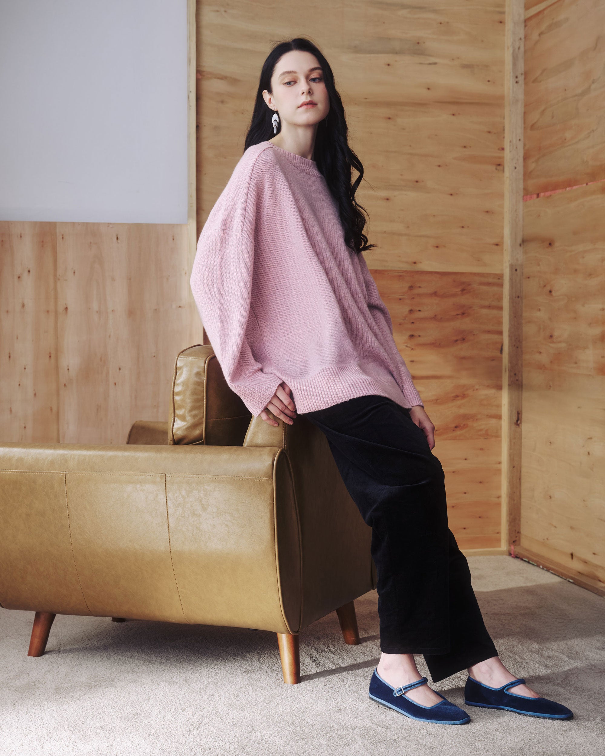 NORAH SUE 100% Cashmere Low Gauge Long Sleeve Top