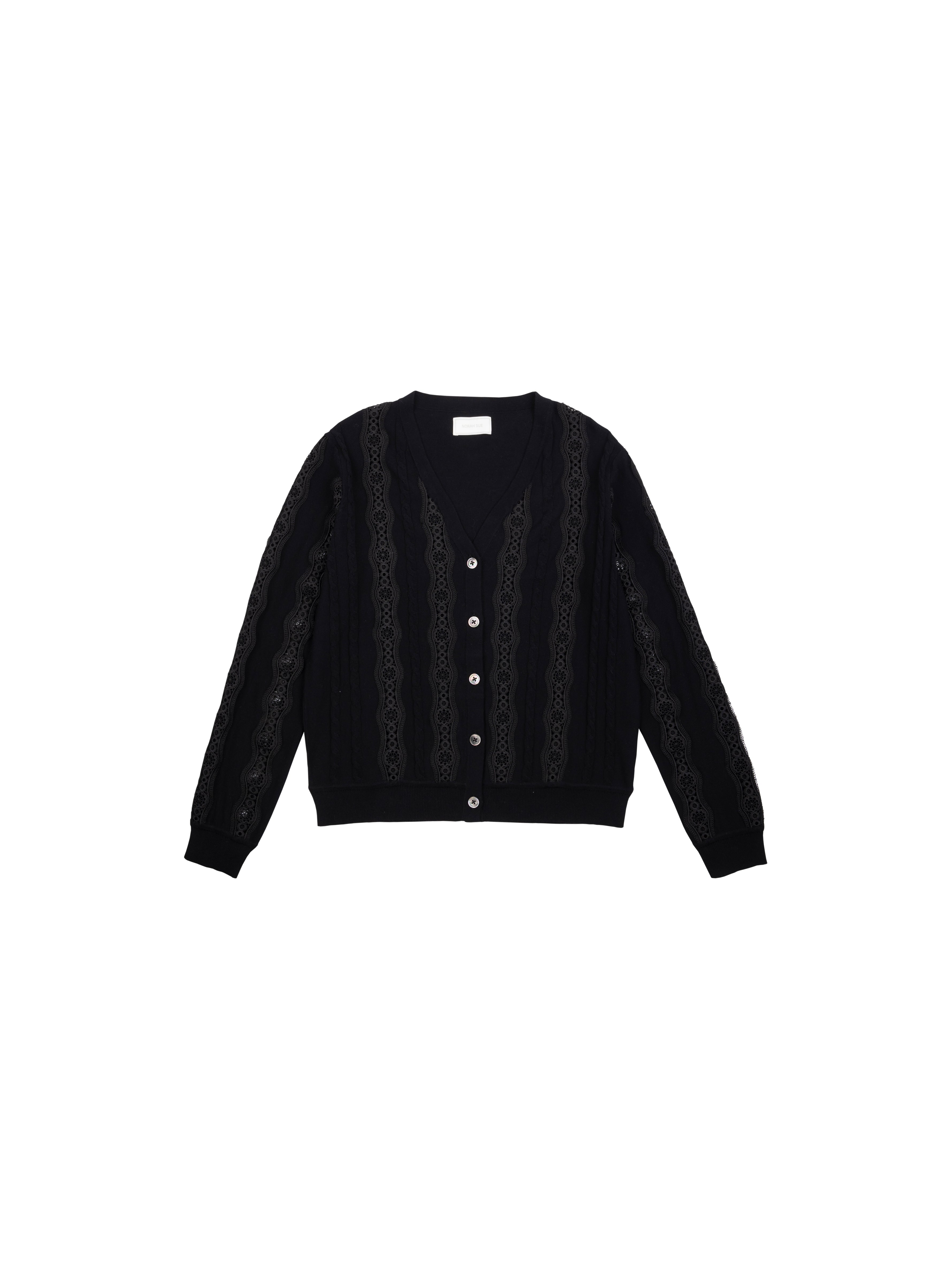 NORAH SUE Lace Trim Cardigan