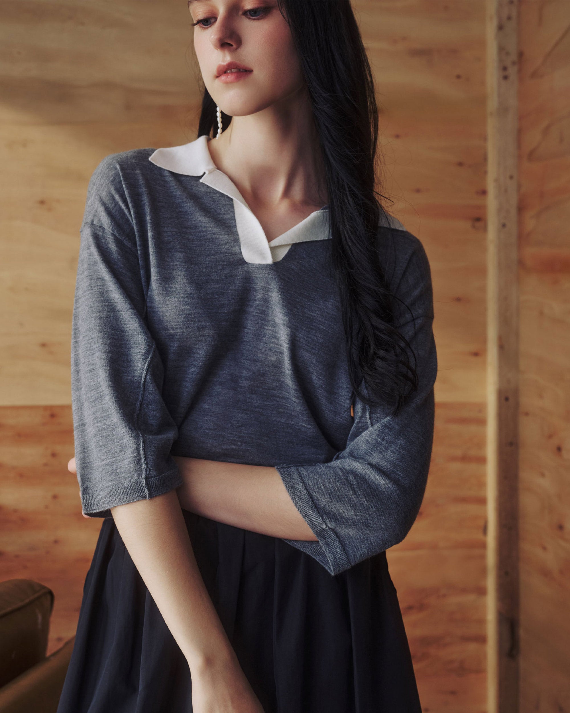 NORAH SUE Fine Merino Wool Polo