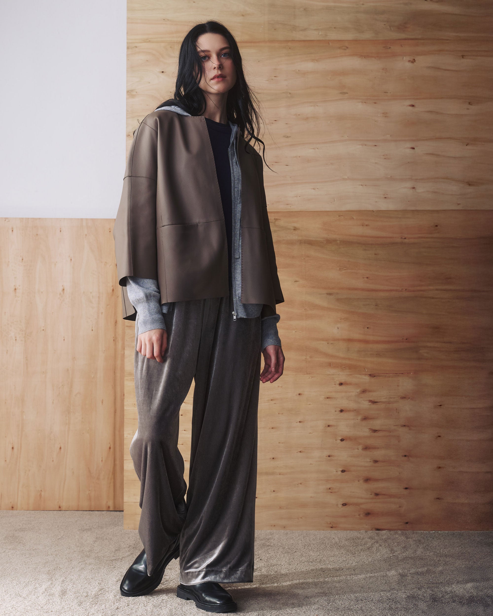 NORAH SUE Leather Kimono Jacket