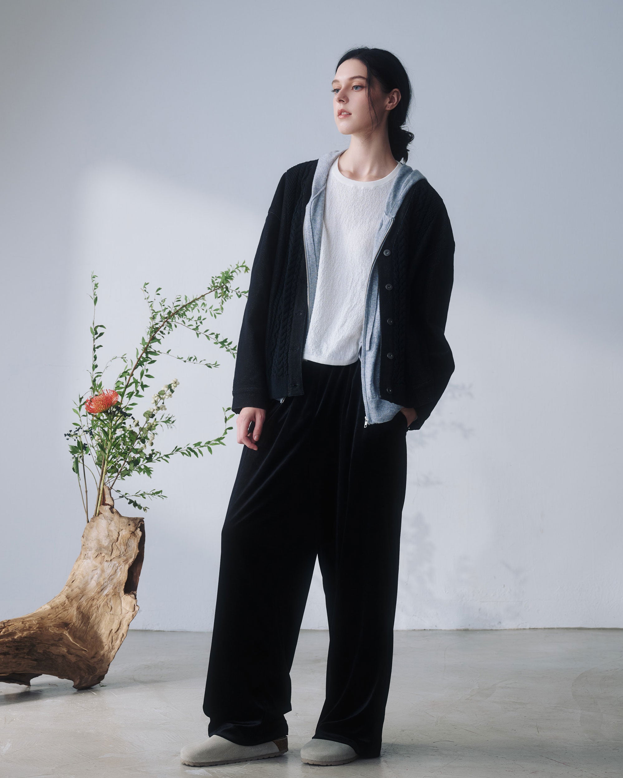 NORAH SUE Knit Patch Denim Jacket