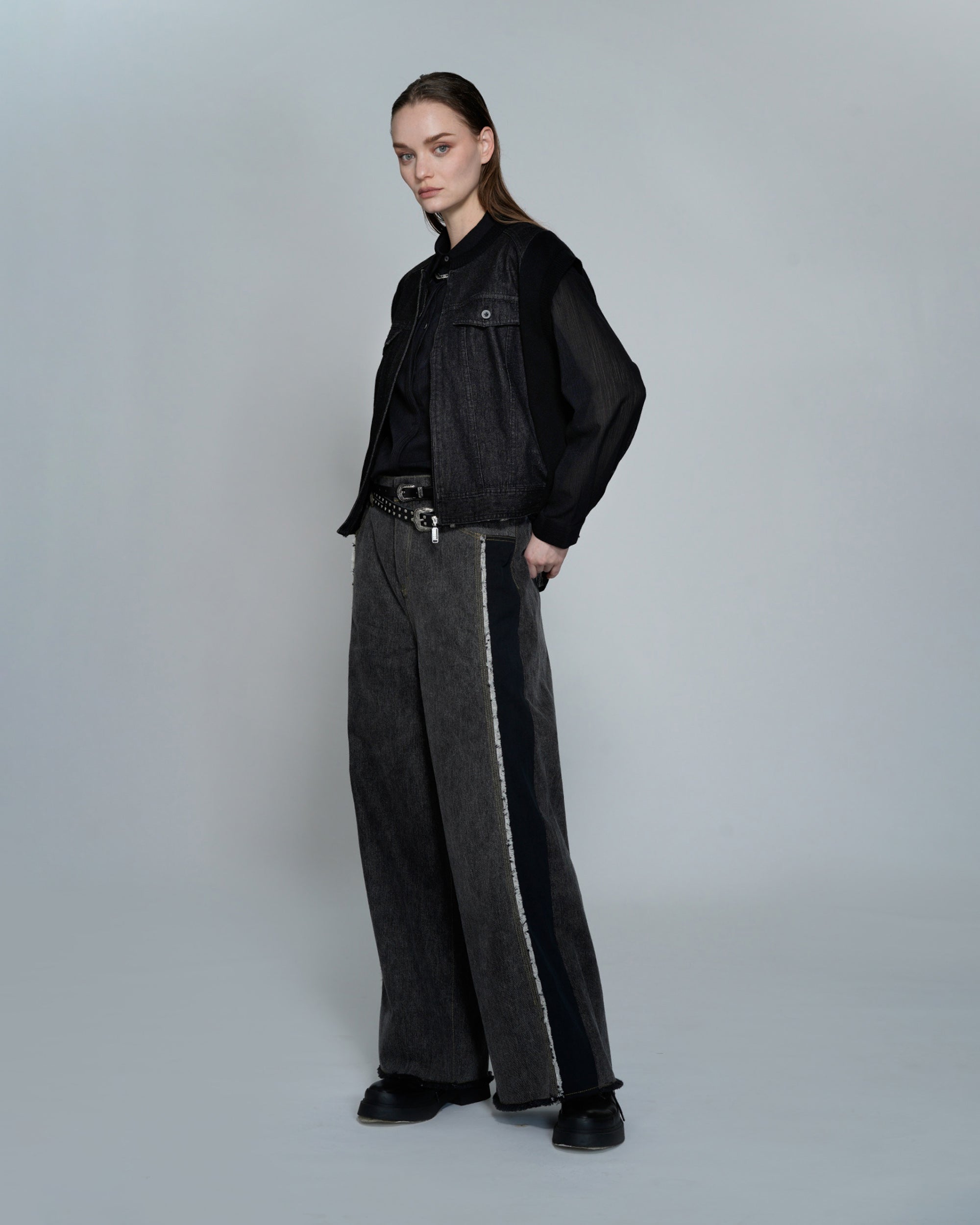 Denim Patch Wide Pants