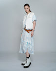 Vintage Floral Print Chain Deco 2Way Flare Skirt