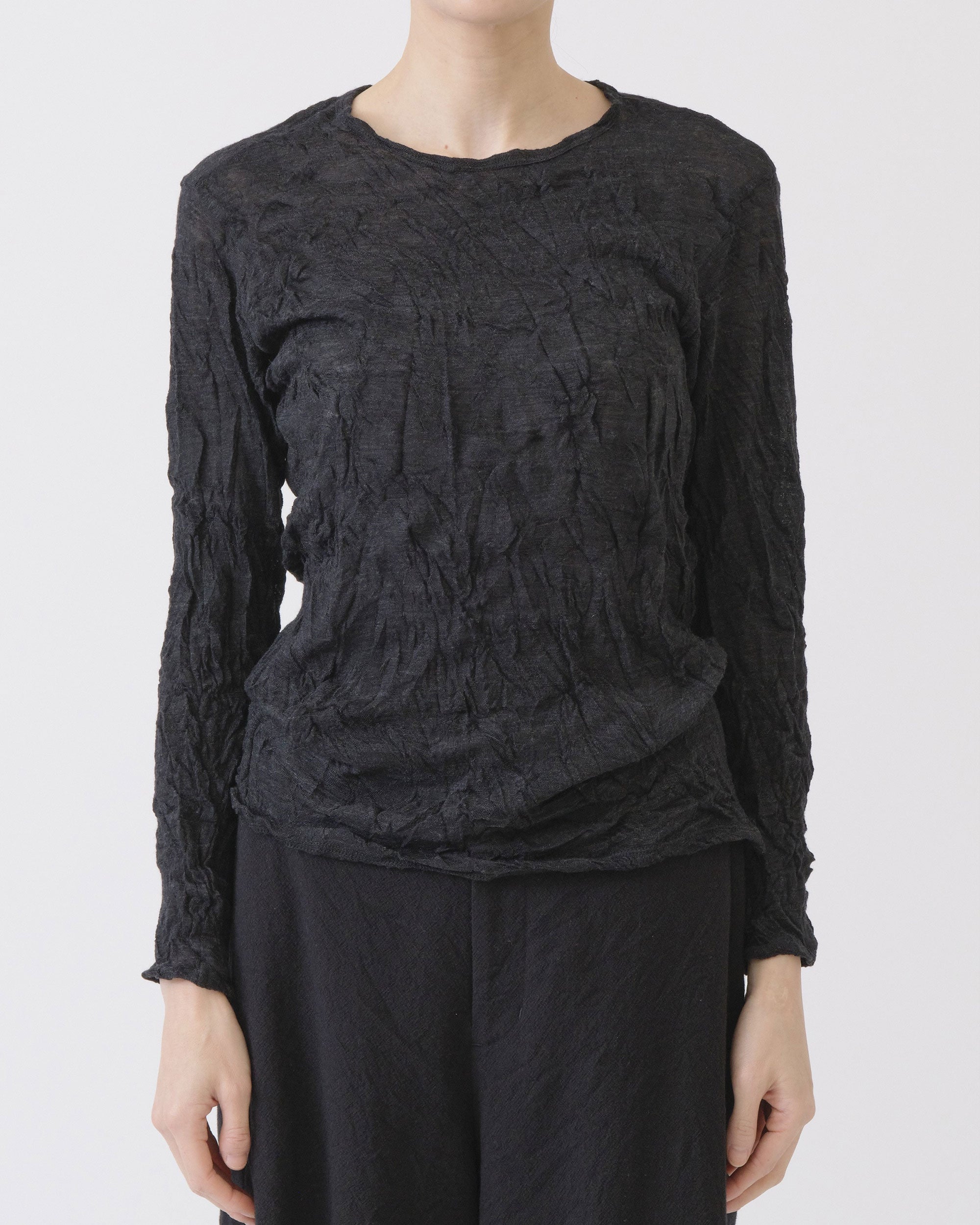 PAS DE CALAIS Wool Gauze Crinkle Jersey Pullover