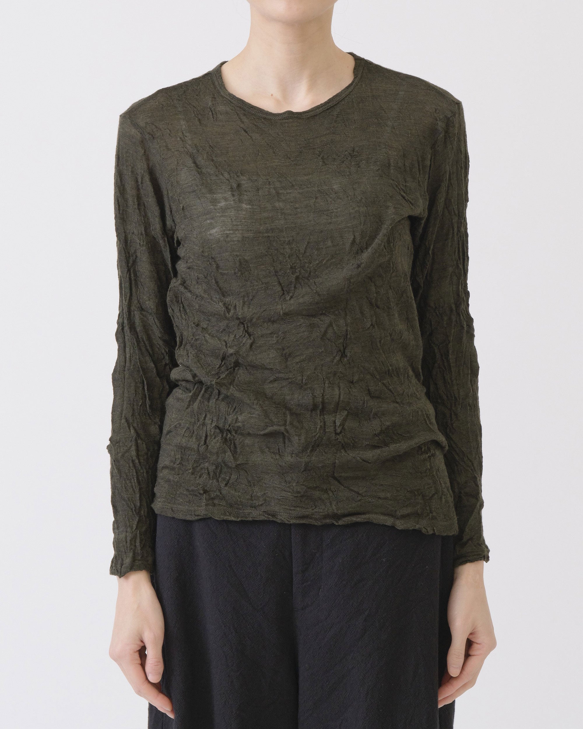 PAS DE CALAIS Wool Gauze Crinkle Jersey Pullover