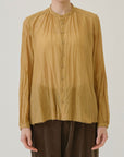 PAS DE CALAIS Botanical Dye Cotton Silk Lawn Stand Collar Blouse