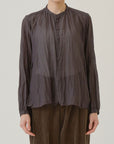 PAS DE CALAIS Botanical Dye Cotton Silk Lawn Stand Collar Blouse