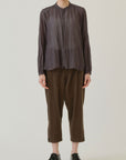 PAS DE CALAIS Botanical Dye Cotton Silk Lawn Stand Collar Blouse