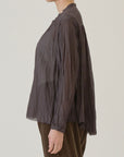 PAS DE CALAIS Botanical Dye Cotton Silk Lawn Stand Collar Blouse