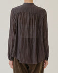 PAS DE CALAIS Botanical Dye Cotton Silk Lawn Stand Collar Blouse