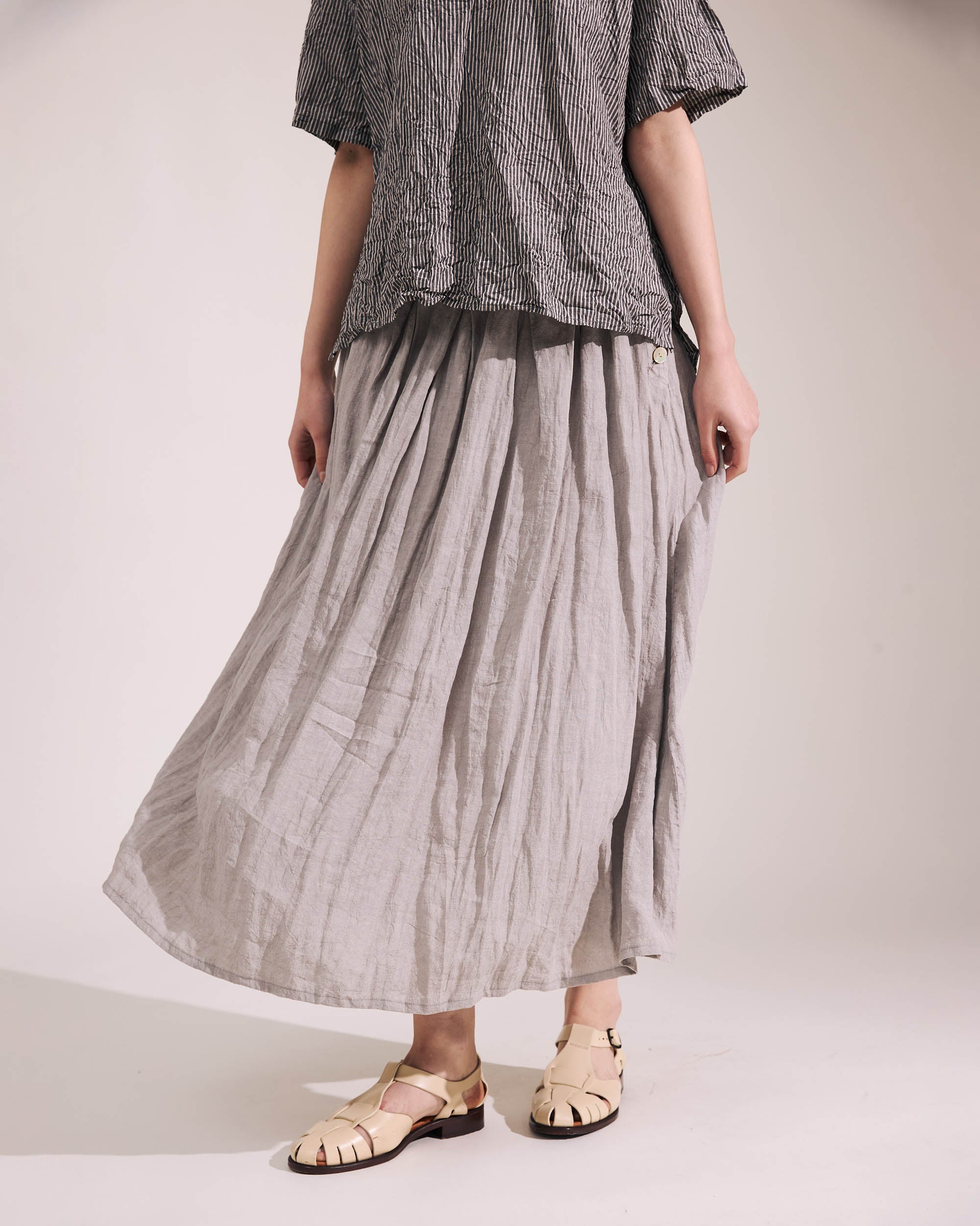 PAS DE CALAIS French Linen Box Pleat Skirt