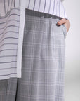 Folded Hem & Waist Check Baggy Pants