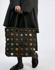 SOPHIE DIGARD Wool Bag with Large Circle Pom & Check