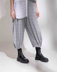 Folded Hem & Waist Check Baggy Pants