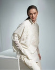 Floral Motif Linen Mix Knit Top