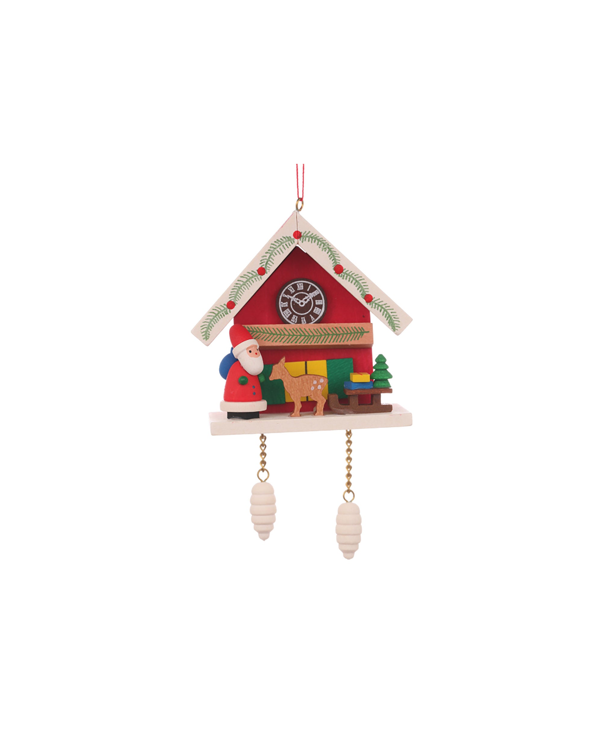 ULBRICHT Cuckoo Clock Red With Santa Ornament