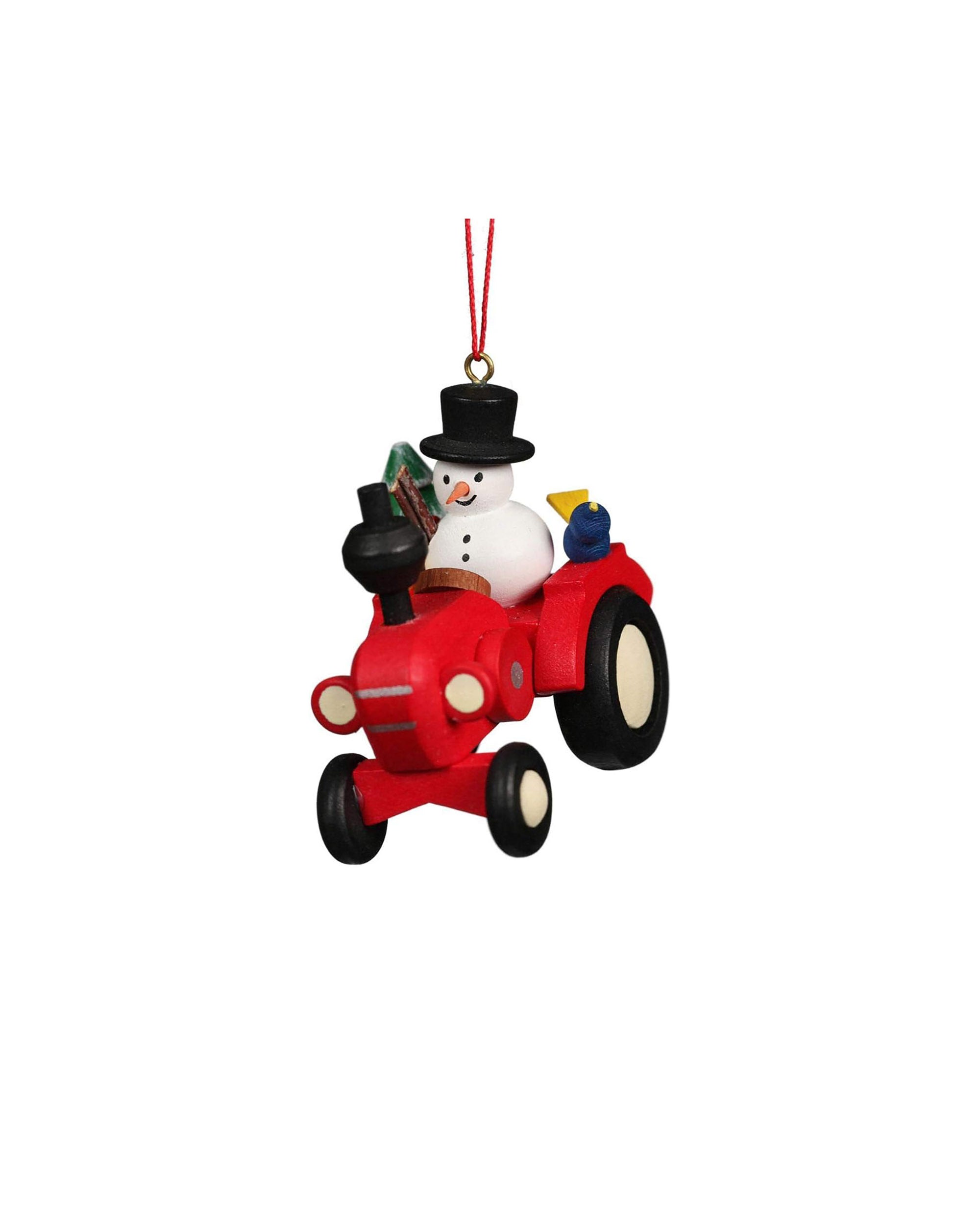 ULBRICHT Tractor With Snowman Ornament